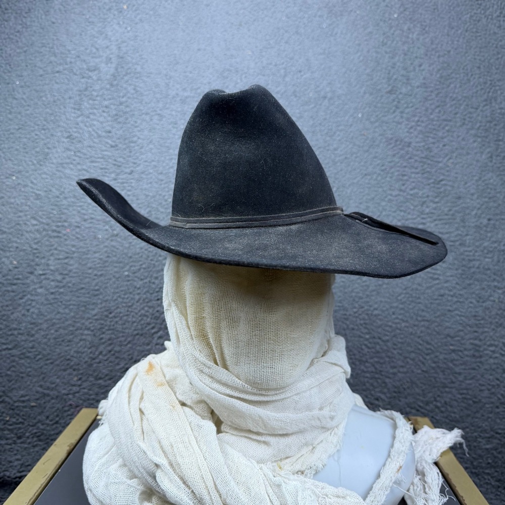 Resistol Ryons Rancher Black Felt Cowboy Hat Self Conforming‎ Hand Creased 6 7/8
